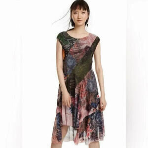 Desigual S Vestito My Sweetheart Mesh printed multicolor dress FREE SHIPPING